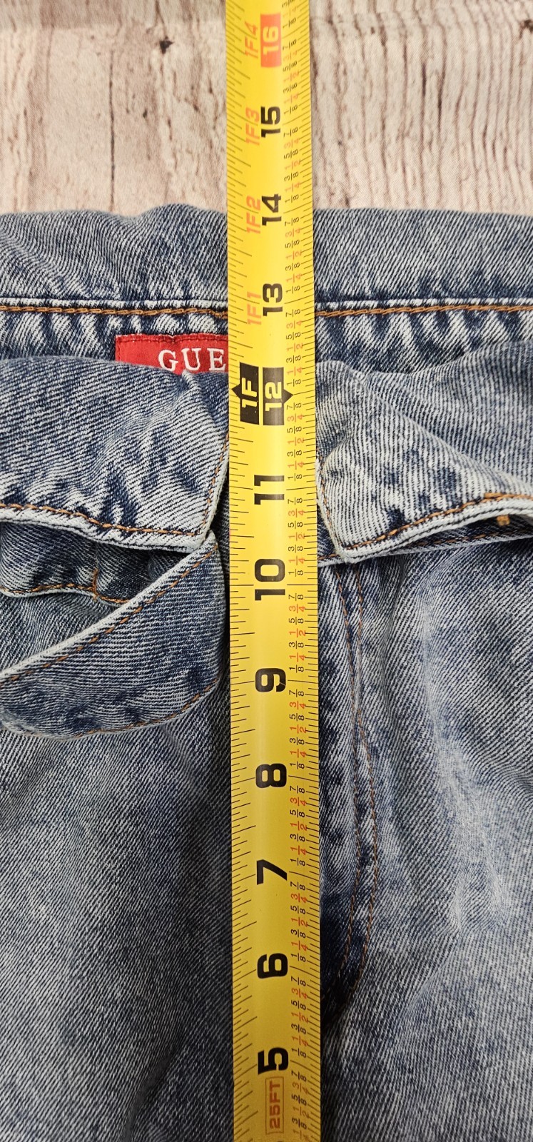 Guess Reda Fold Over High Waist Straight Leg Jeans Belted Women's Size 32