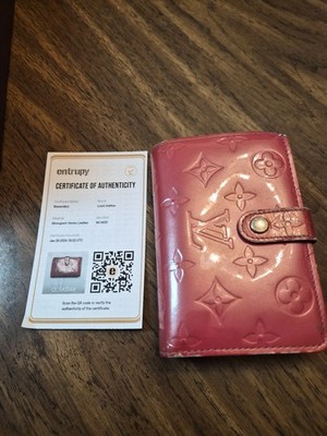 Louis Vuitton Monogram Vernis Folding Wallet   Pink with Coin Compartment