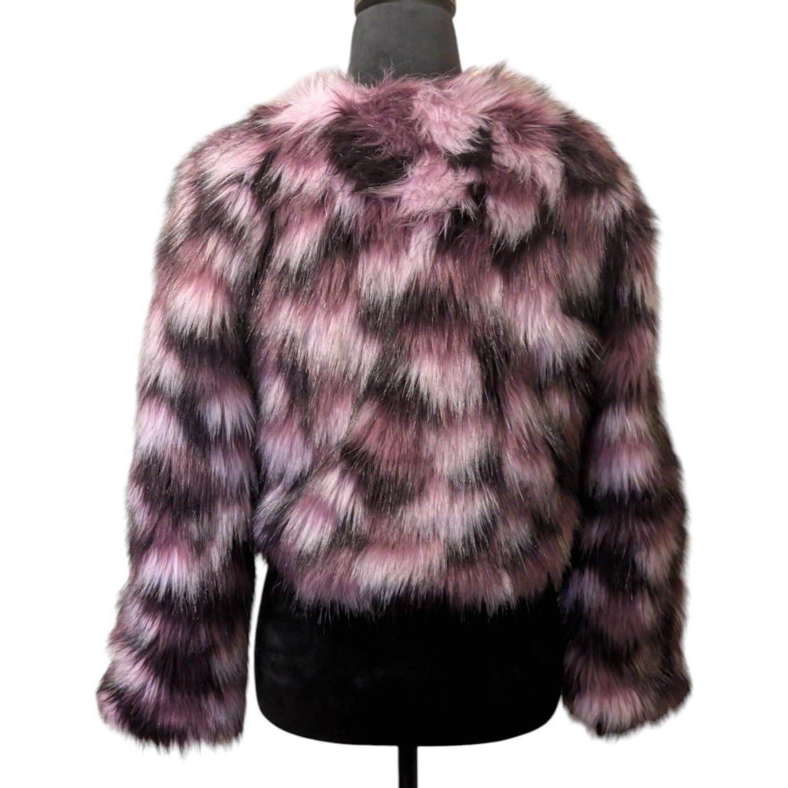 Marciano Guess Y2K Purple Pink Faux Fur Cropped Jacket Coat Large Luxury image 3