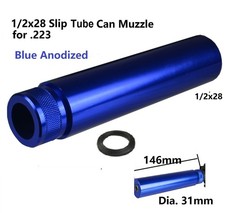 Blue 1/2X28 TPI Slip Over Tube 6" With Muzzle Brake