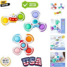 3PCS Pop Suction Cup Spinner Toys for 1 Old Boy Girl Novelty Spinning Tops T...