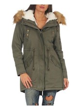 Damen Parka mit Kapuze Winterjacke Fell Mantel Trenchcoat 81099