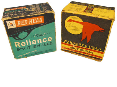 Lot of 2 Vintage Montgomery Wards Red Head Shot Shell Box's