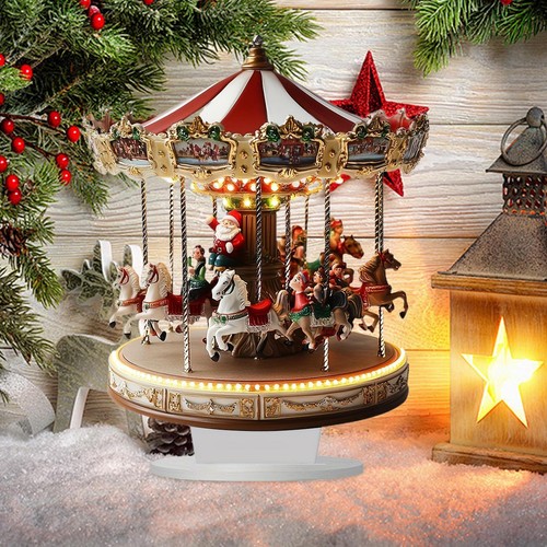Carrusel Decoración 2D Carrusel Tradicional Navidad Feliz Go Round Carrusel - Imagen 11 de 12