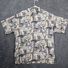 AFTCO Bluewater Mens XL Hawaiian Shirt Aloha Fishing Print Tropical