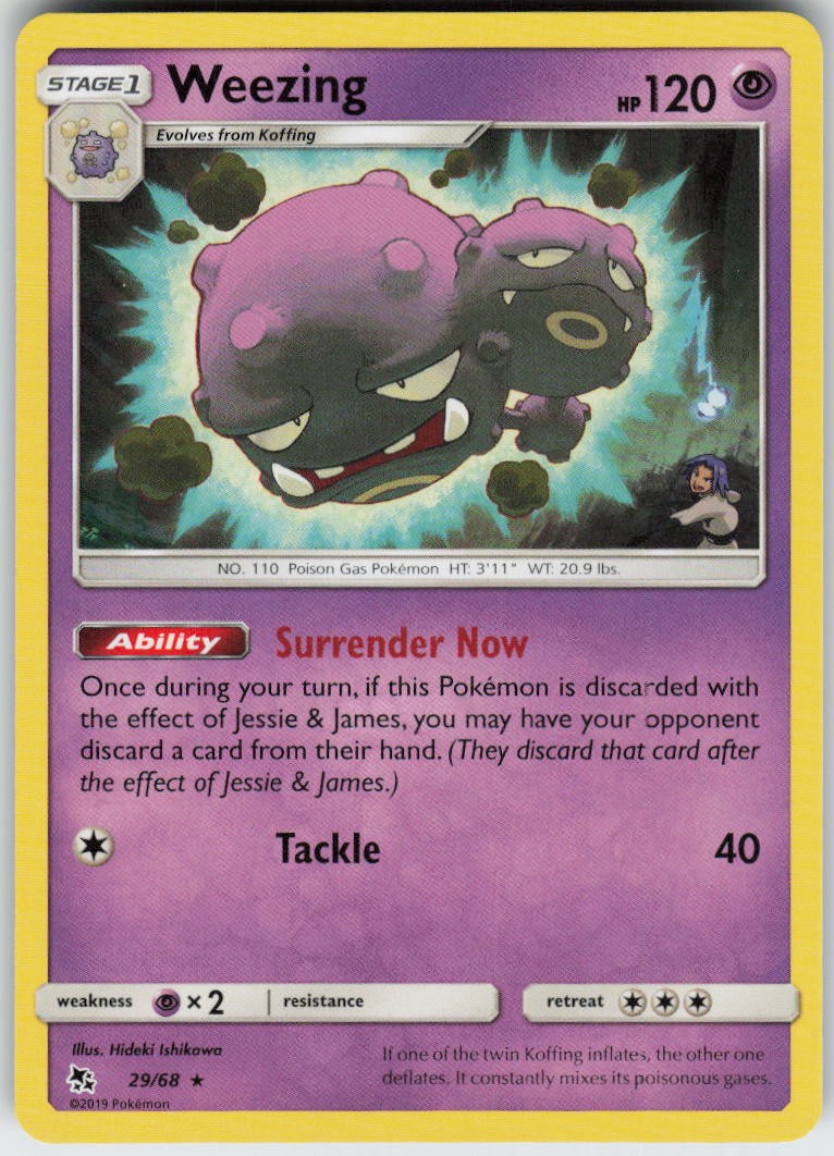 Weezing 29/68 Rare Hidden Fates Pokemon Near Mint