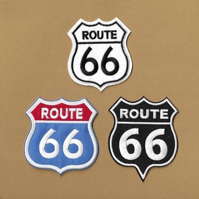 Route 66 Embroidered Iron-on Patch Aufnäher gestickt Thermoaufkleber oder zum Aufnähen