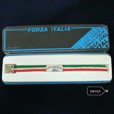 Bracciale in Tessuto Sintetico Con Placca E Fibbia Argento 925 uomo Vintage 90