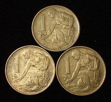 Czechoslovakia 1 Koruna 1980 , 1989 , 1990 Lot of 3 Coins WCA 406