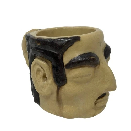Vintage Ugly Man Face Amateur Art Pottery Coffee Mug Handmade Stoneware Signed
