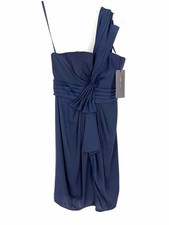 BCBGMaxazria Size 0 Navy One Shoulder Draped NEW Designer Dress