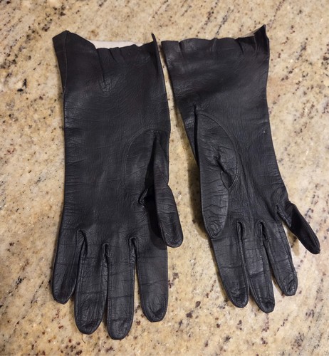 Vintage Damengröße M 7 schwarz Leder formell 10,5" lange Handschuhe Kerrybrooke - Bild 5 von 20