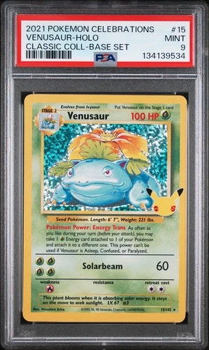 2021 POKEMON CELEBRATIONS CLASSIC COLL #15 VENUSAUR-HOLO PSA 9
