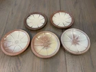 Frankoma Wagon Wheel Bread Plates Set of 5 Desert Gold 94G 6.75" Vtg tan brown