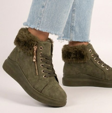Womens Ankle Boots Ladies Shoes Boots Size Ankle Fur Lined Zip Up Winter Boots