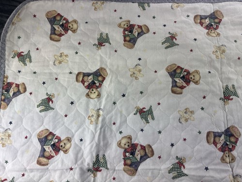 Blue Jean Teddy Crib Quilt Baby Blanket Wall Hanging 49x40” Handmade Machine Sew - Picture 23 of 24