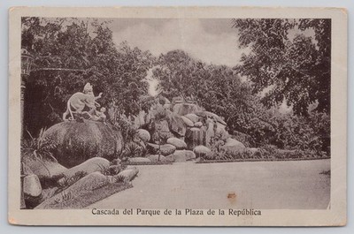 Vintage Chile Cascada Parque Plaza de la República Postcard 1908