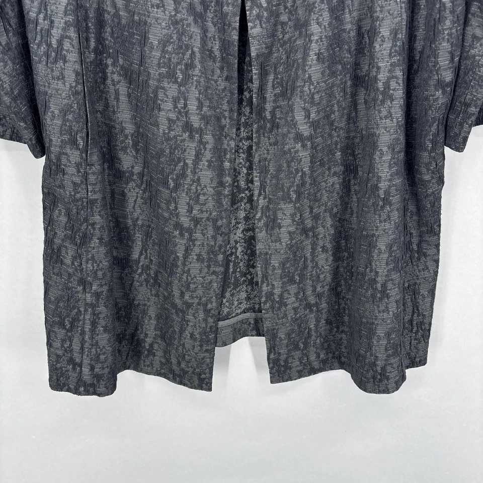 Chaqueta Eileen Fisher para mujer XL negra gris jacquard texturizado plumero delantero abierto Foto 4 de 4