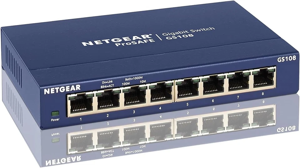 8-Port Gigabit Ethernet Unmanaged Switch (GS108) - Desktop or Wall Mount, and Li - Image 2 of 4