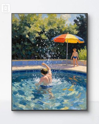 Summer swimming pool Canvas Print Country Cottage Art