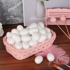 50pcs Painting Egg DIY Easter Decor Solid Egg for Kid Festival Craft White,