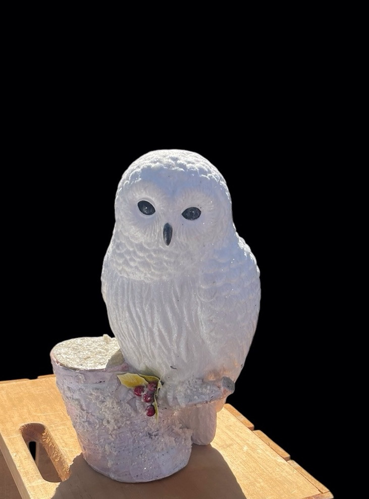 Midwest CBK 9” Owl Figurine White Glitter 