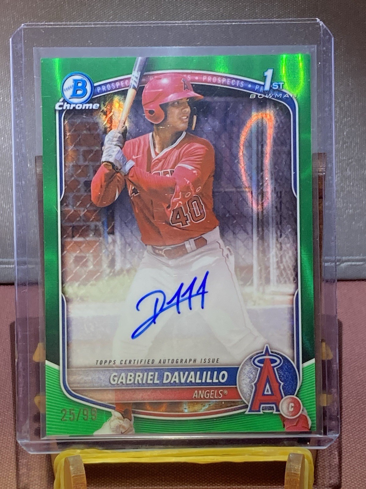 GABRIEL DAVALILLO 2025 BOWMAN CHROME 1ST GREEN LAVA REFRACTOR AUTO /99 LA ANGELS