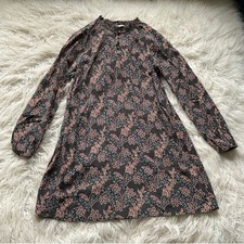 Loft Petite Floral Paisley Smocked Neck Shift Dress