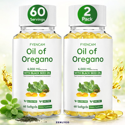 2 in 1 Oil of Oregano & Black Seed Softgels Count with Carvacrol,Immune Support