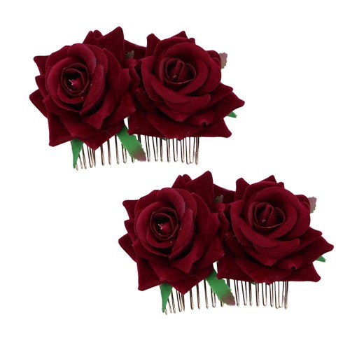 2 PIEZAS Peine de Pelo Flor Rosa Floral Accesorio para Cabello Tocado para Mujeres Niñas - Imagen 5 de 12