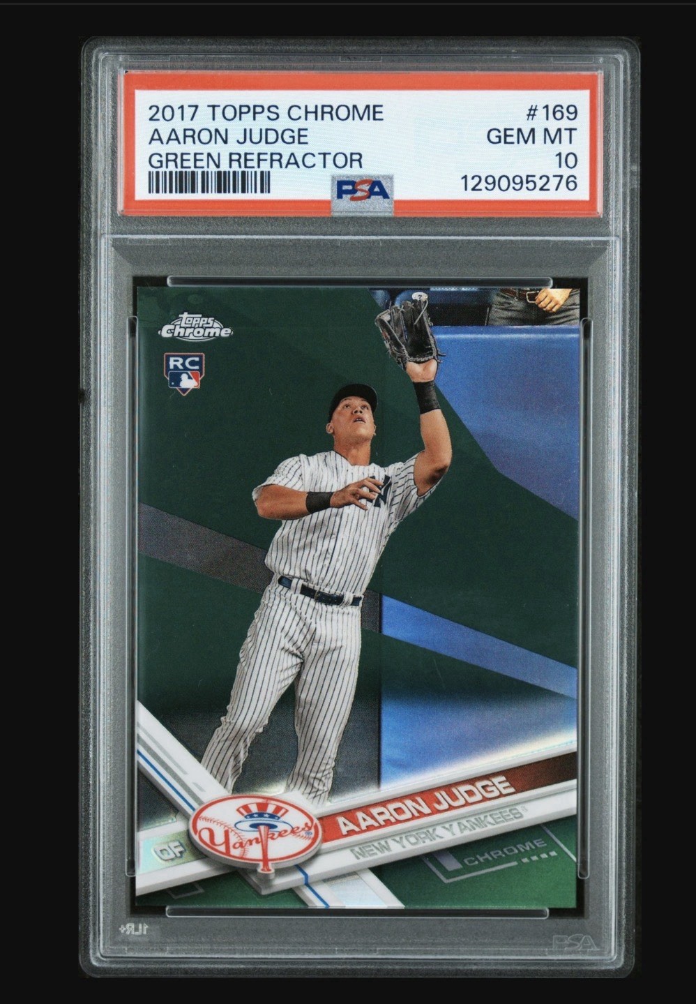 2017 TOPPS CHROME  #169 AARON JUDGE #99 GREEN REFRACTOR  PSA 10 Gem Mint