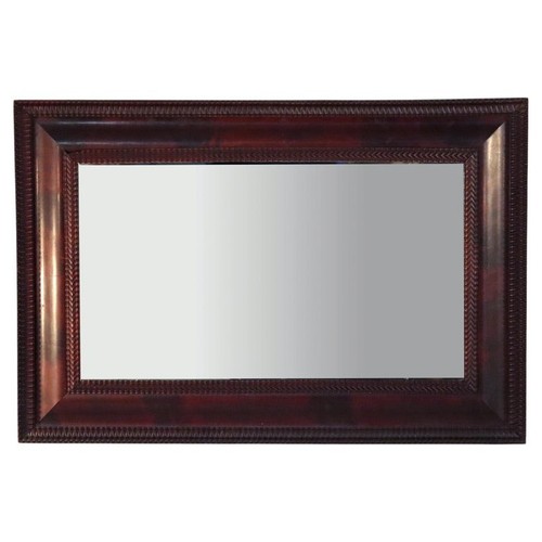 Large Antique Empire Flame Mahogany Ripple Edged Mirror C1840
