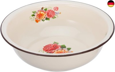 Hemobllo Emaille Schüssel 30cm - Vintage Rührschüssel mit Blumenmuster - Große R