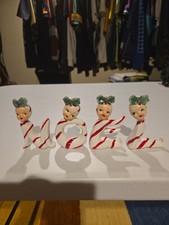 Commodore Candy Cane Striped NOEL Candleholders