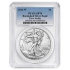 2022-W $1 1-oz Burnished American Silver Eagle PCGS SP70 FS Blue Label