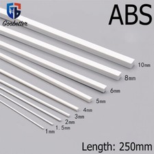 White Solid Square Rod Bar ABS Styrene Plastic Modeller 1-10mm Width Long 250mm