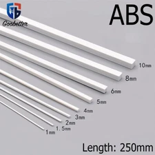 White Solid Square Rod Bar ABS Styrene Plastic Modeller 1-10mm Width Long 250mm