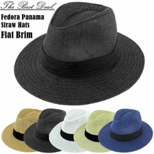 Unisex Summer Panama Fedora Straw Hat Sun Beach Flat Big Brim Outdoor Paper Caps