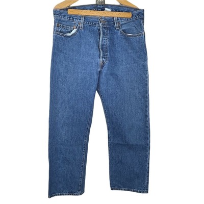 Levi's Men's W36 L30 501 Straight Leg Button Fly Denim Jeans Blue Medium  Wash | eBay