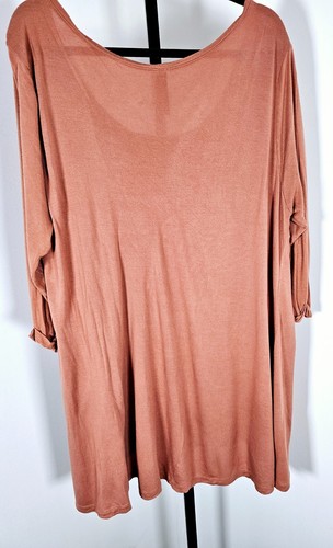 Kische 3/4 sleeve Salmon Orange Plus Size T-shirt Tunic Top-Size 2X - Picture 4 of 8