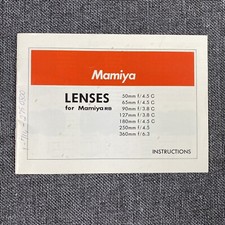 Mamiya Lenses for Mamiya RB Instructions Genuine Original Booklet