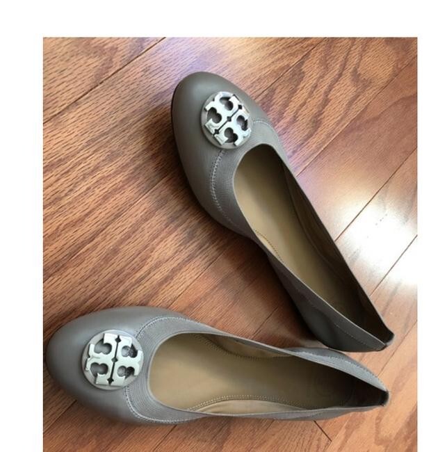 New Tory Burch Grey Claire Elastic Leather Ballet Flats | eBay