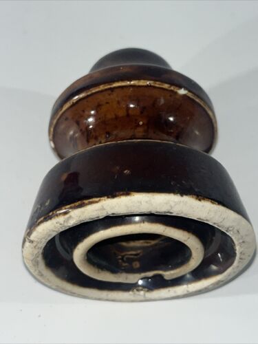 Vintage Ceramic Insulator Brown Glazed Electrical Midcentury Telephone Pole - Picture 4 of 4