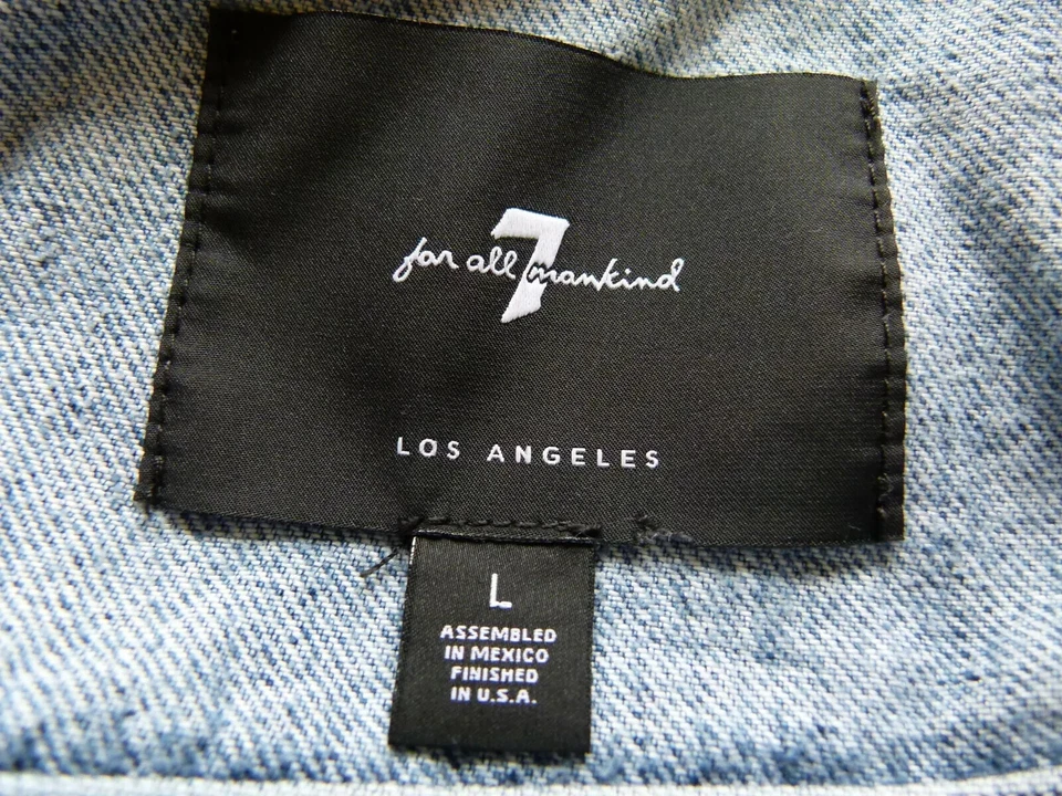 Chaqueta vaquera de algodón 7 Seven For All Mankind para hombre azul con botones delanteros talla L Foto 3 de 4