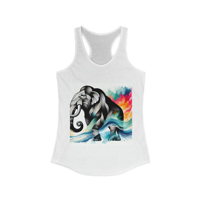 Womens Racer Slim Tank Top Art Deco Mammoth Watercolor Fusion Print Extinct