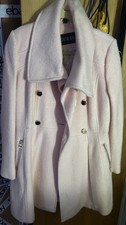 Guess Pink Double Breasted Bouclé Cutaway Coat - Size M (woman)