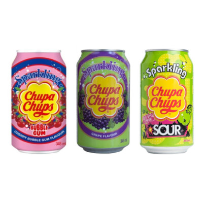 Chupa Chups Mixpaket 72 Dosen ( Cherry Bubble Gum, Grape, Sour Green Apple )