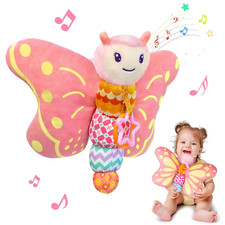 Baby Toys 0-6 Months,Infant Musical Sensory Stuffed Animal with Squeaker,Rattle,