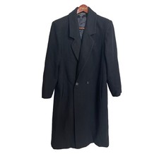 Donny Brook Long Black Coat Women's Size 16 Wool Double Breasted Classic Lined