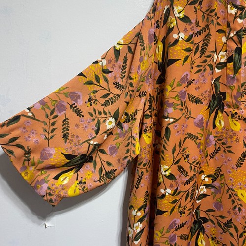 Ava Viv Blouse Womens 3X Orange Floral Fall Autumn 3/4 Sleeve Lightweight Top - Picture 3 of 8